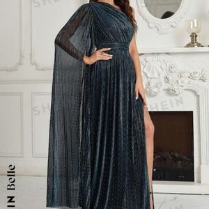 SHEIN Belle One Shoulder Split Thigh Glitter Formal Dress
